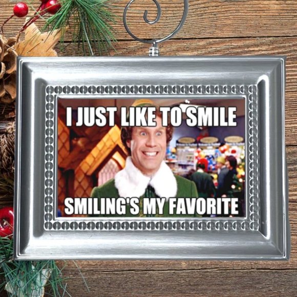 Buddy The Elf Movie SMILING'S MY FAVORITE Christmas Tree Ornament - Picture 1 of 2